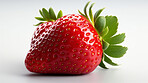 Fruit, strawberry and healthy food in studio for vegan diet, snack and vitamins. Mockup, white background and flatlay of organic, fresh and natural agriculture  produce for vegetarian nutrition.