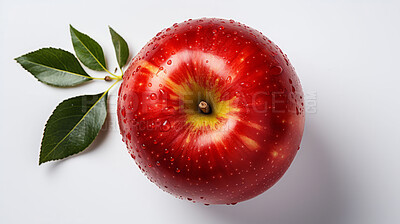 Fruit, strawberry and healthy food in studio for vegan diet, snack and vitamins. Mockup, white background and flatlay of organic, fresh and natural agriculture produce for vegetarian nutrition.