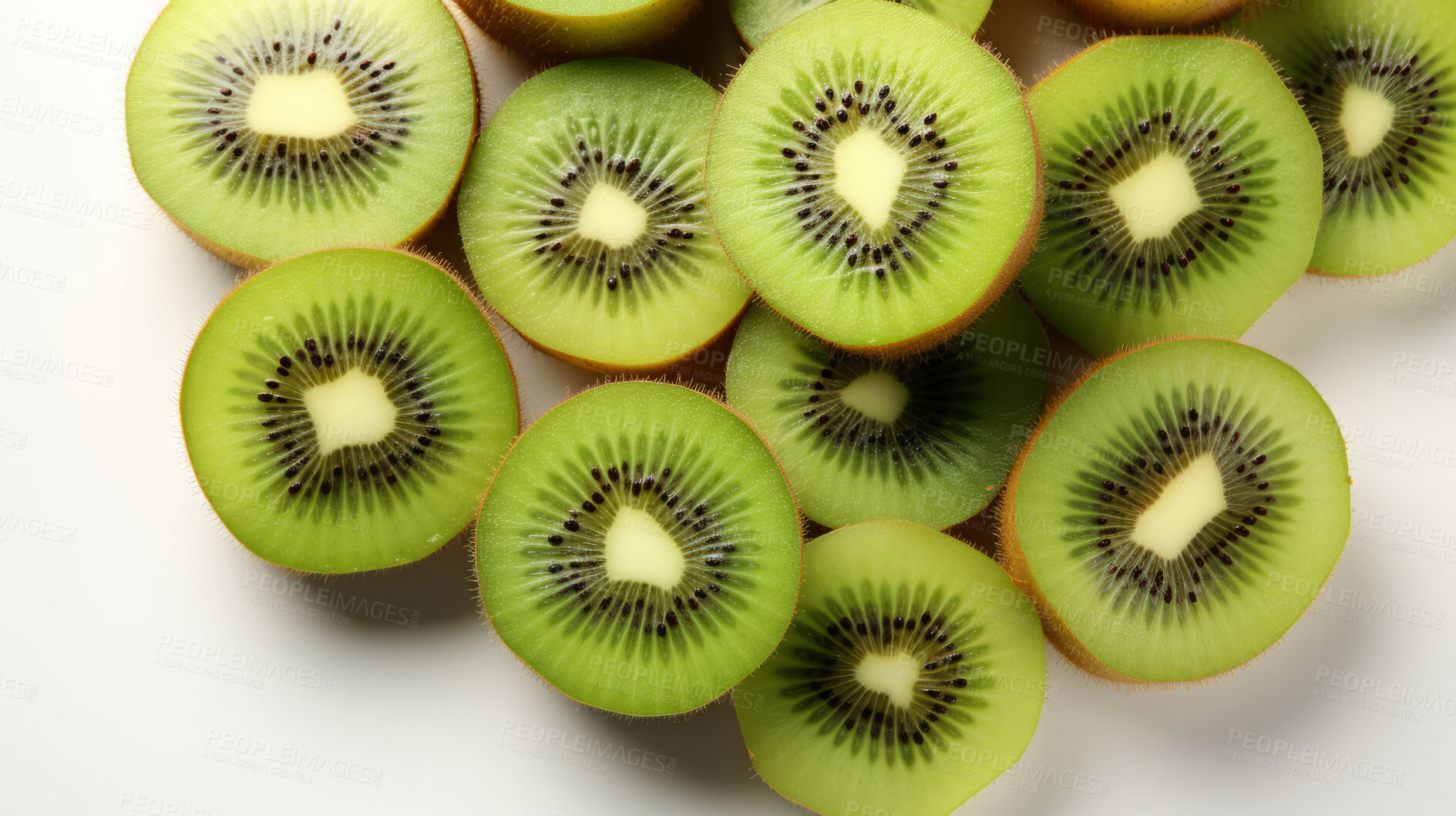 Buy stock photo Fruit, kiwi and healthy food on studio background for juice, meal and vitamins. Mockup, lifestyle and organic with fresh, natural and agriculture for produce, vitamins and vegetarian dinner.