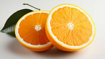 Fruit, orange and healthy food in studio for vegan diet, snack and vitamins. Mockup, white background and flatlay of organic, fresh and natural agriculture  produce for vegetarian nutrition.