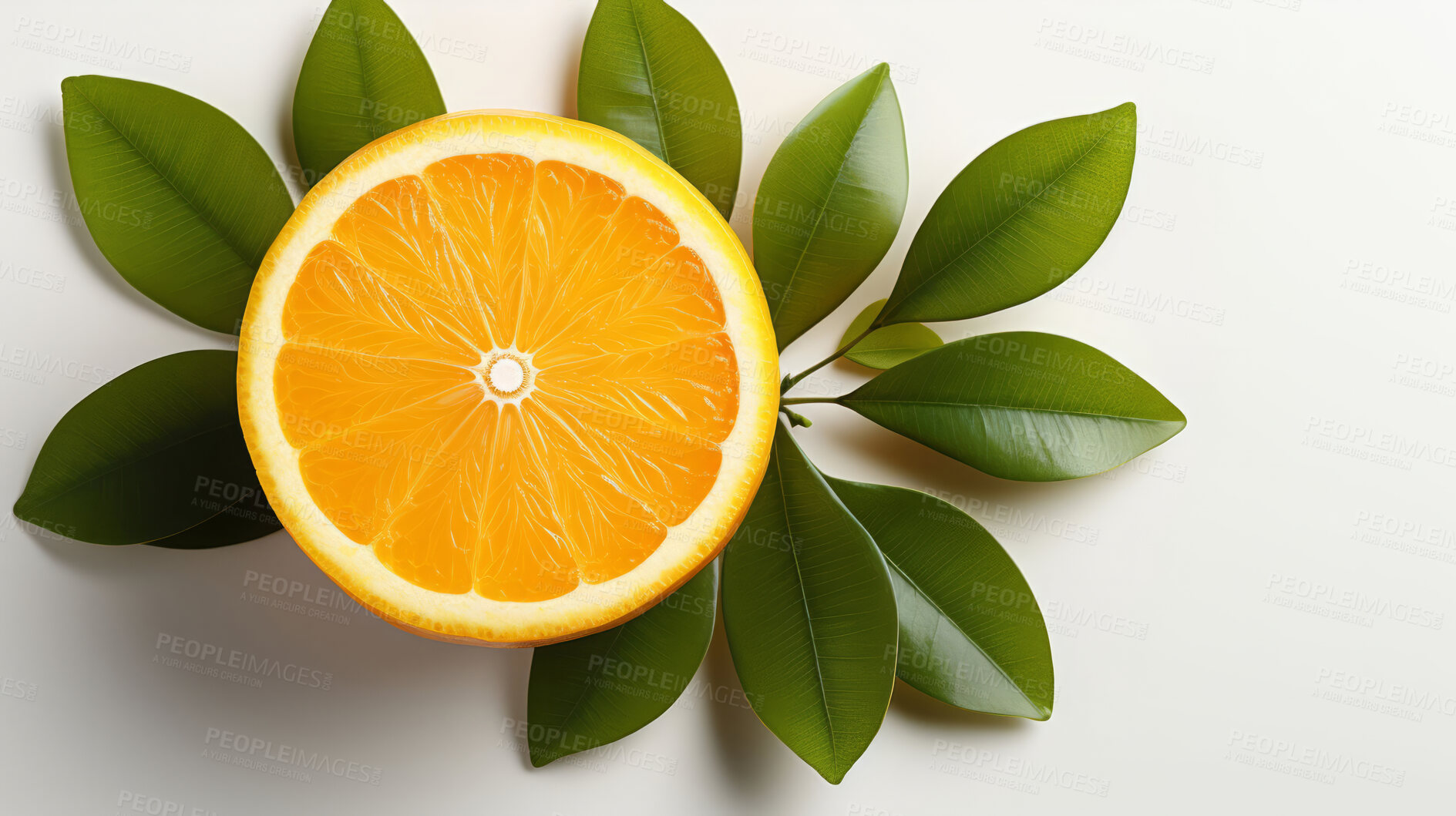 Buy stock photo Fruit, orange and healthy food in studio for vegan diet, snack and vitamins. Mockup, white background and flatlay of organic, fresh and natural agriculture  produce for vegetarian nutrition.