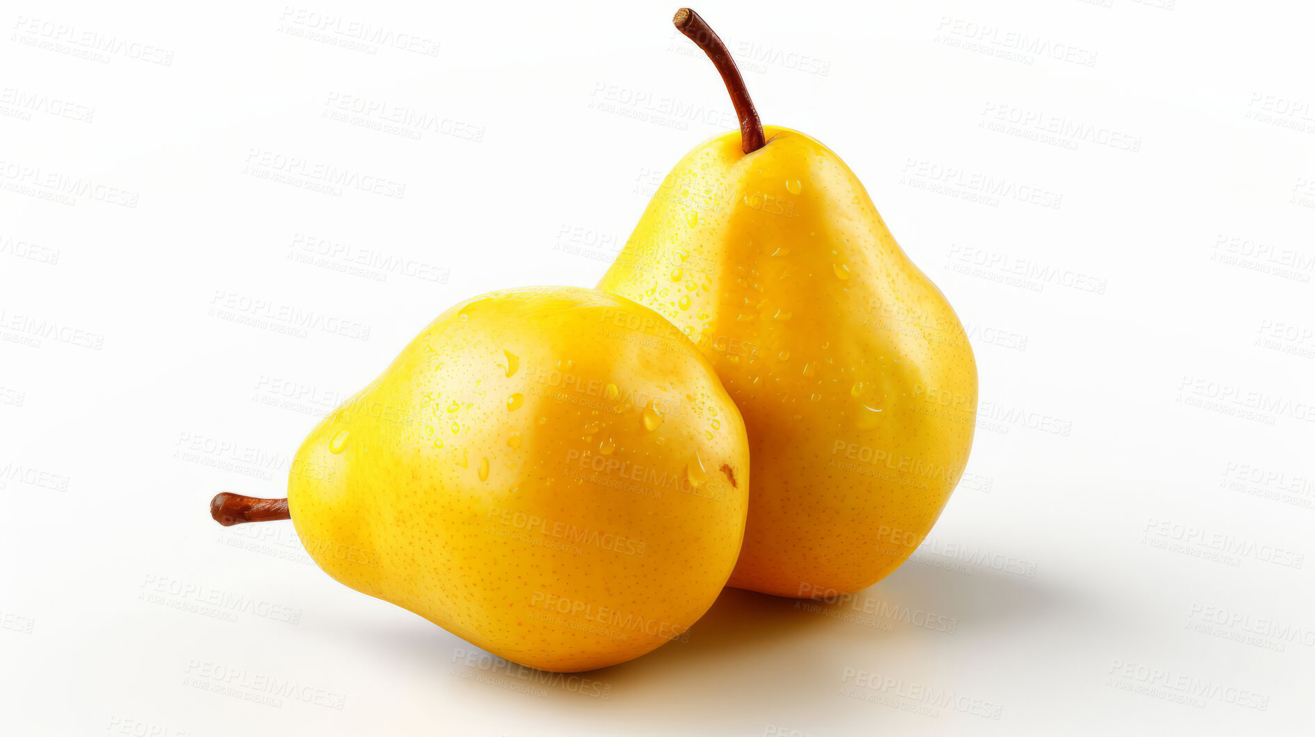 Buy stock photo Fruit, pear and healthy food in studio for vegan diet, snack and vitamins. Mockup, white background and flatlay of organic, fresh and natural agriculture  produce for vegetarian nutrition.