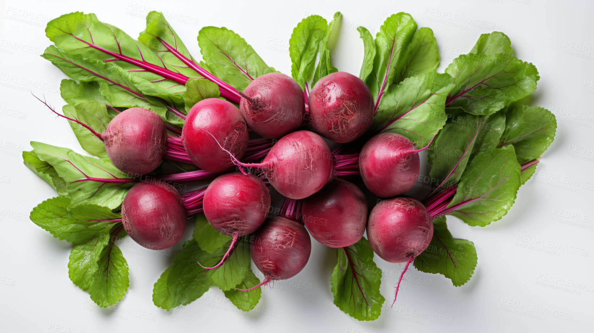 Buy stock photo Vegetables, beet and healthy food in studio for vegan diet, meal and green salad. Mockup, lifestyle and organic with fresh, natural and agriculture for produce, vitamins and vegetarian dinner.