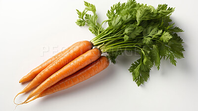 Buy stock photo Vegetable, carrot and healthy food in studio for vegan diet, meal and green salad. Mockup, lifestyle and organic with fresh, natural and agriculture for produce, vitamins and vegetarian dinner.