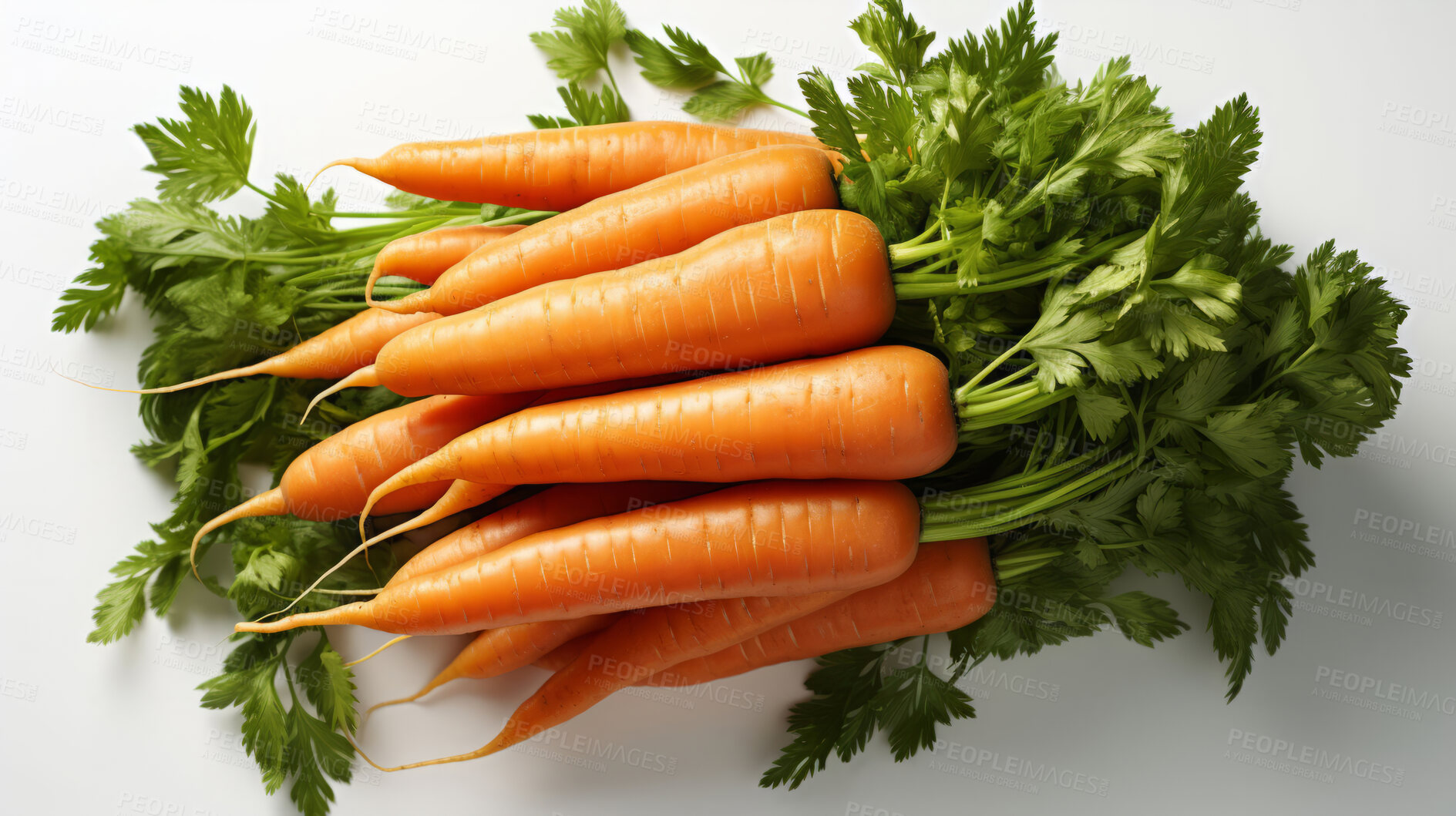 Buy stock photo Vegetable, carrot and healthy food in studio for vegan diet, meal and green salad. Mockup, lifestyle and organic with fresh, natural and agriculture for produce, vitamins and vegetarian dinner.