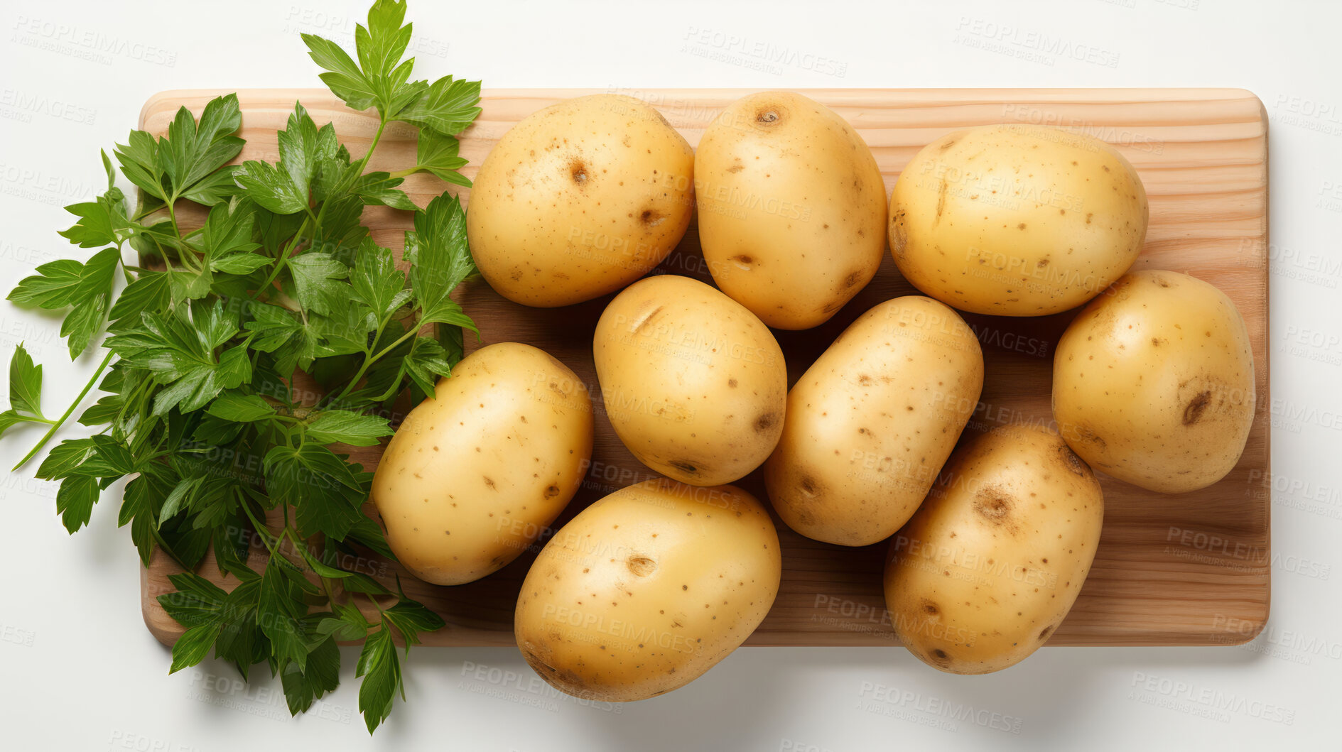 Buy stock photo Vegetables, potato and healthy food in studio for vegan diet, meal and green salad. Mockup, lifestyle and organic with fresh, natural and agriculture for produce, vitamins and vegetarian dinner.