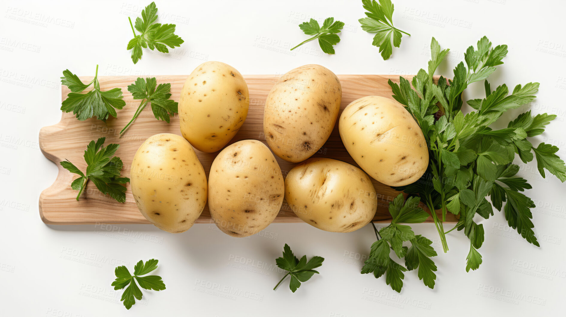 Buy stock photo Vegetables, potato and healthy food in studio for vegan diet, meal and green salad. Mockup, lifestyle and organic with fresh, natural and agriculture for produce, vitamins and vegetarian dinner.