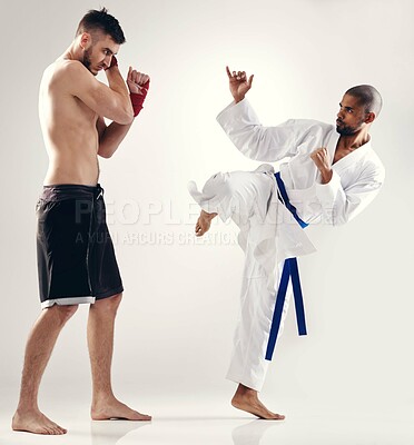 Buy stock photo Two fighters facing off against each other