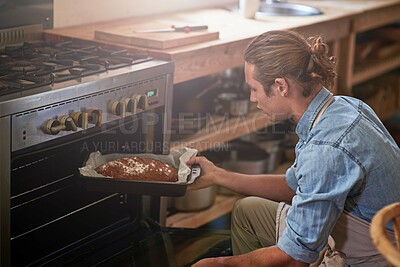 Buy stock photo Cropped shot of a man baking