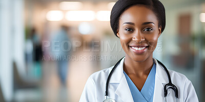 Portrait, young female and doctor in a hospital for healthcare, surgeon and medical service. Confident, smile and friendly woman in a clinic for consultation, health exam, professional occupation