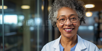 Portrait, mature female and doctor in a hospital for healthcare, surgeon and medical service. Confident, smile and friendly senior woman in a clinic for consultation, health professional occupation