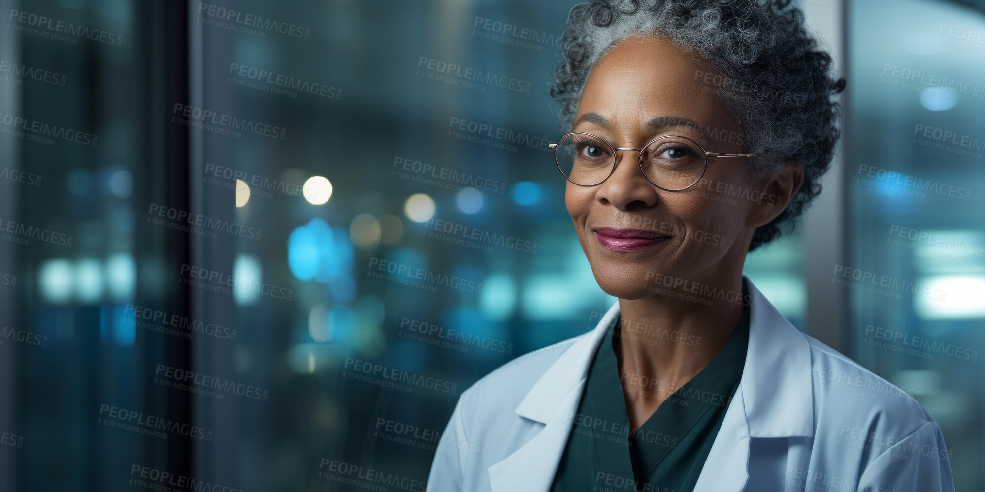 Buy stock photo Portrait, mature female and doctor in a hospital for healthcare, surgeon and medical service. Confident, smile and friendly senior woman in a clinic for consultation, health professional occupation