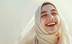 Muslim, portrait and woman wearing a traditional scarf or hijab for beauty fashion, modesty, and Islam. Confident, smile and beautiful shot of happy girl for protest awareness, religion and hope