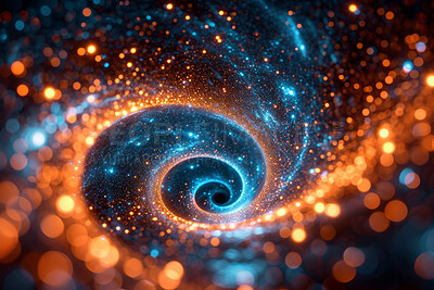 Buy stock photo Abstract vortex, futuristic background and glow with wave surface, wallpaper and smooth designs for digital art, creativity and information technology in elegant style and glossy smooth curves