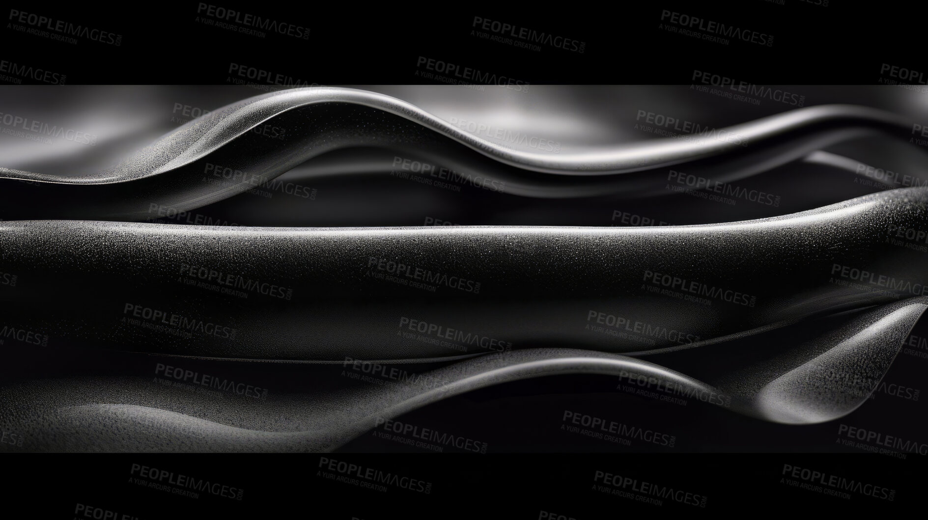 Buy stock photo Abstract lines, futuristic background and black silk with wave surface, wallpaper and smooth designs for digital art, creativity and information technology in elegant style and glossy smooth curves