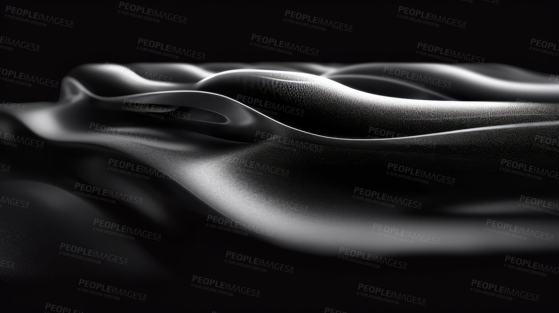 Buy stock photo Abstract lines, futuristic background and black silk with wave surface, wallpaper and smooth designs for digital art, creativity and information technology in elegant style and glossy smooth curves