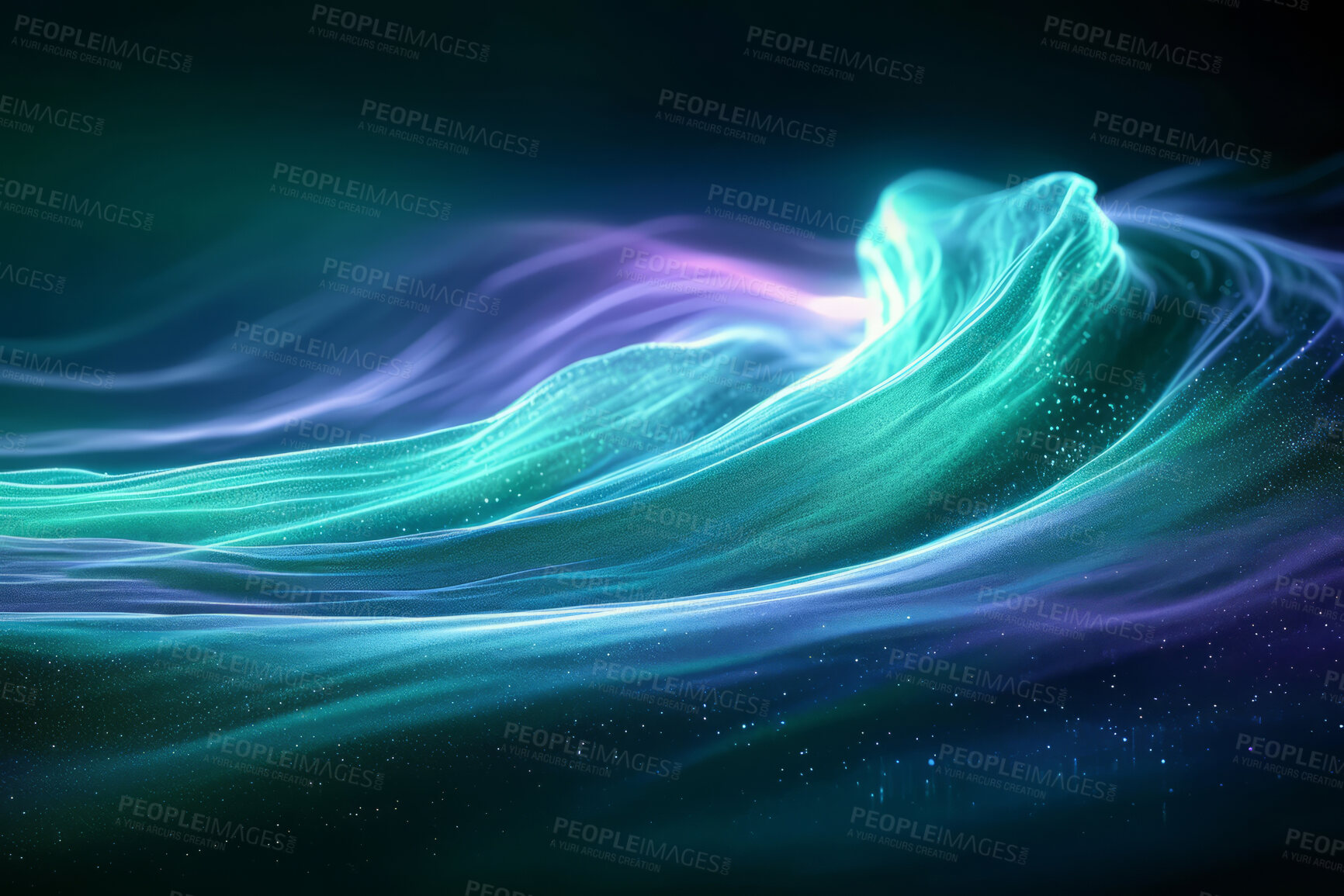 Buy stock photo Neon lines, graphic and background illustration. Wallpaper, futuristic and electrifying designs for digital art, creativity and information technology in mesmerizing style, abstract colour and waves