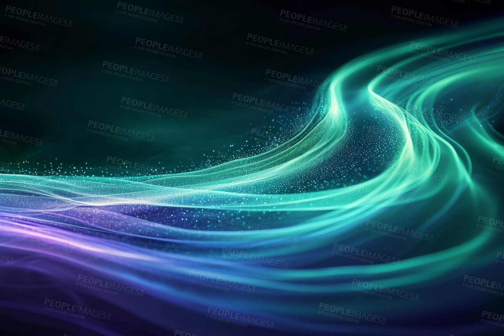 Buy stock photo Neon lines, graphic and background illustration. Wallpaper, futuristic and electrifying designs for digital art, creativity and information technology in mesmerizing style, abstract colour and waves