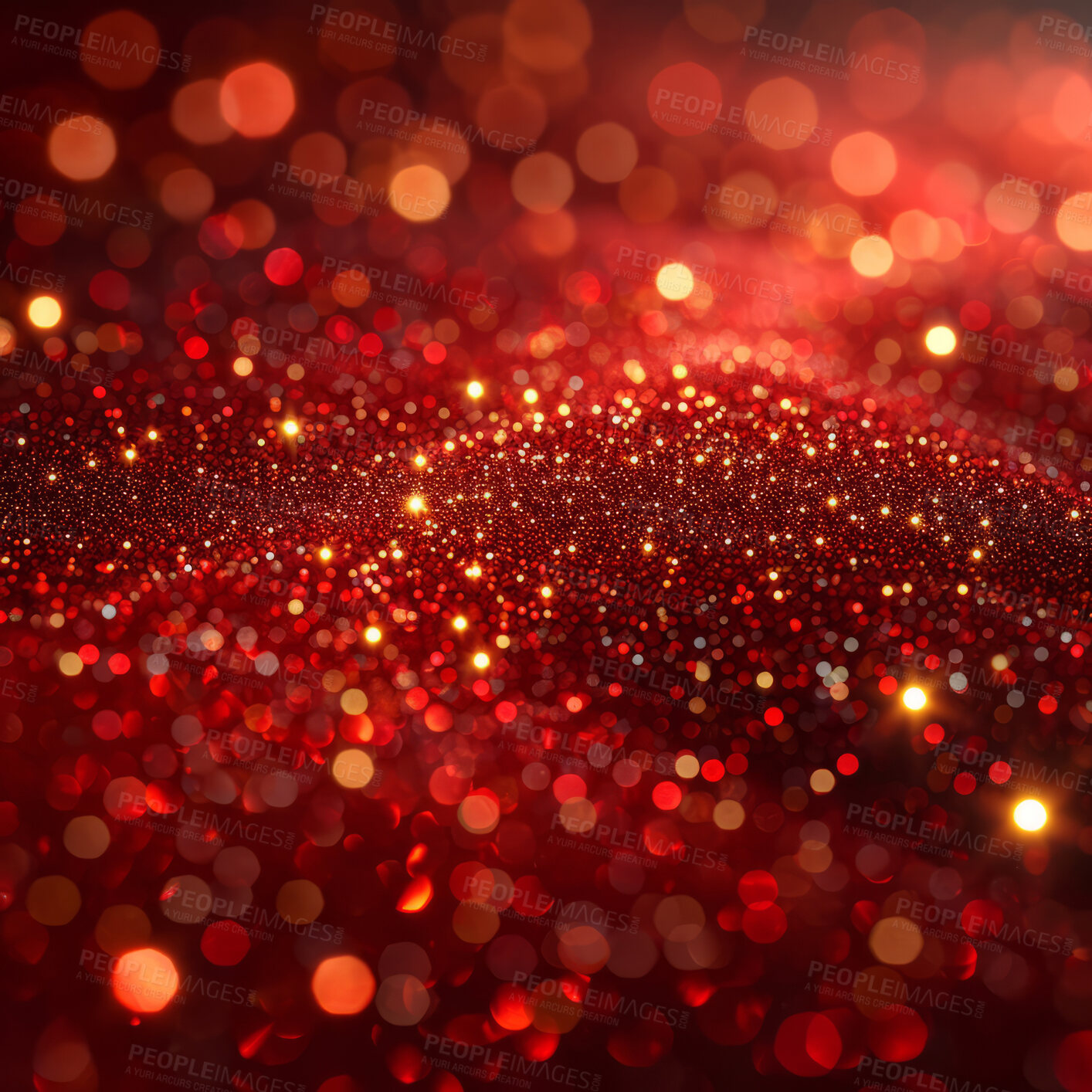 Buy stock photo Abstract red particles, futuristic background and glow with wave surface, wallpaper and smooth designs for digital art, creativity and information technology in elegant style and glossy smooth bokeh