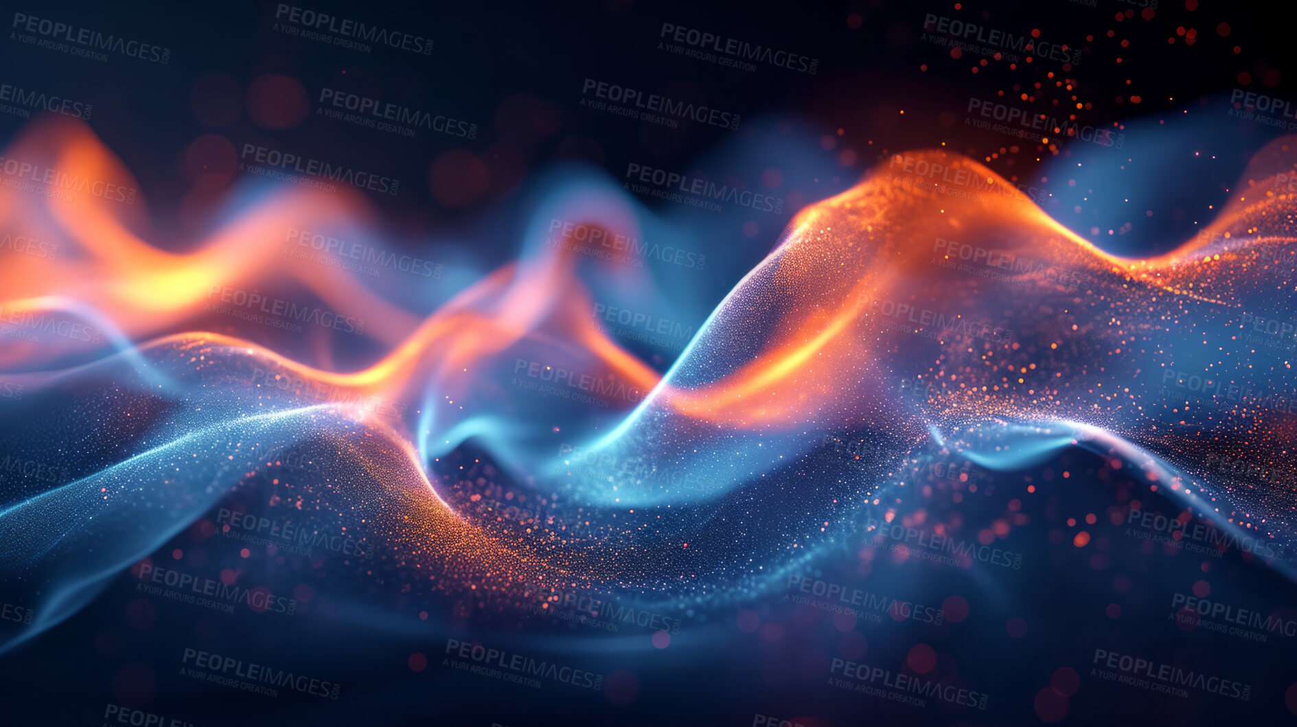 Buy stock photo Neon wave, graphic and background illustration. Wallpaper, futuristic and electrifying designs for digital art, creativity and information technology in mesmerizing style, abstract colour and lines