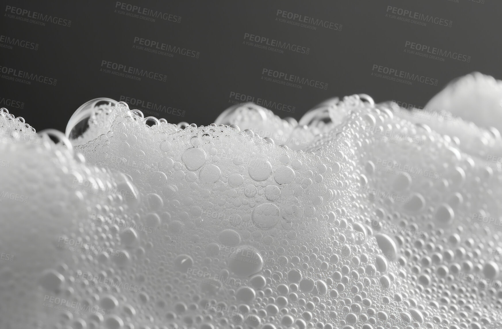 Buy stock photo Abstract, bubble and foam background for cleaning detergent, laundry business and hygiene care backdrop. White, surface and shiny soap closeup of hair shampoo, cosmetics or cleaning detergent