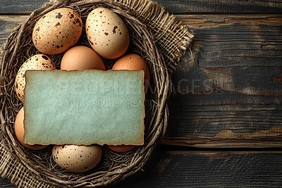 Background, eggs and card for holiday, vacation and easter season with color, chocolate and celebration. Mockup, banner and decoration in abstract for creative wallpaper, advertisement and art.