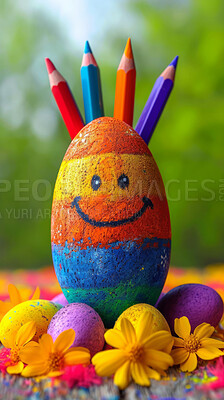 Buy stock photo Background, eggs and color for holiday, vacation and easter season with color, chocolate and celebration. Festive, banner and decoration in abstract for creative wallpaper, advertisement and art.