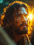 Background, christ and Jesus with love for religion, love and spiritual salvation with passion, believe and sacrifice. crucifix, crown and good friday for catholic, christian and bible concept