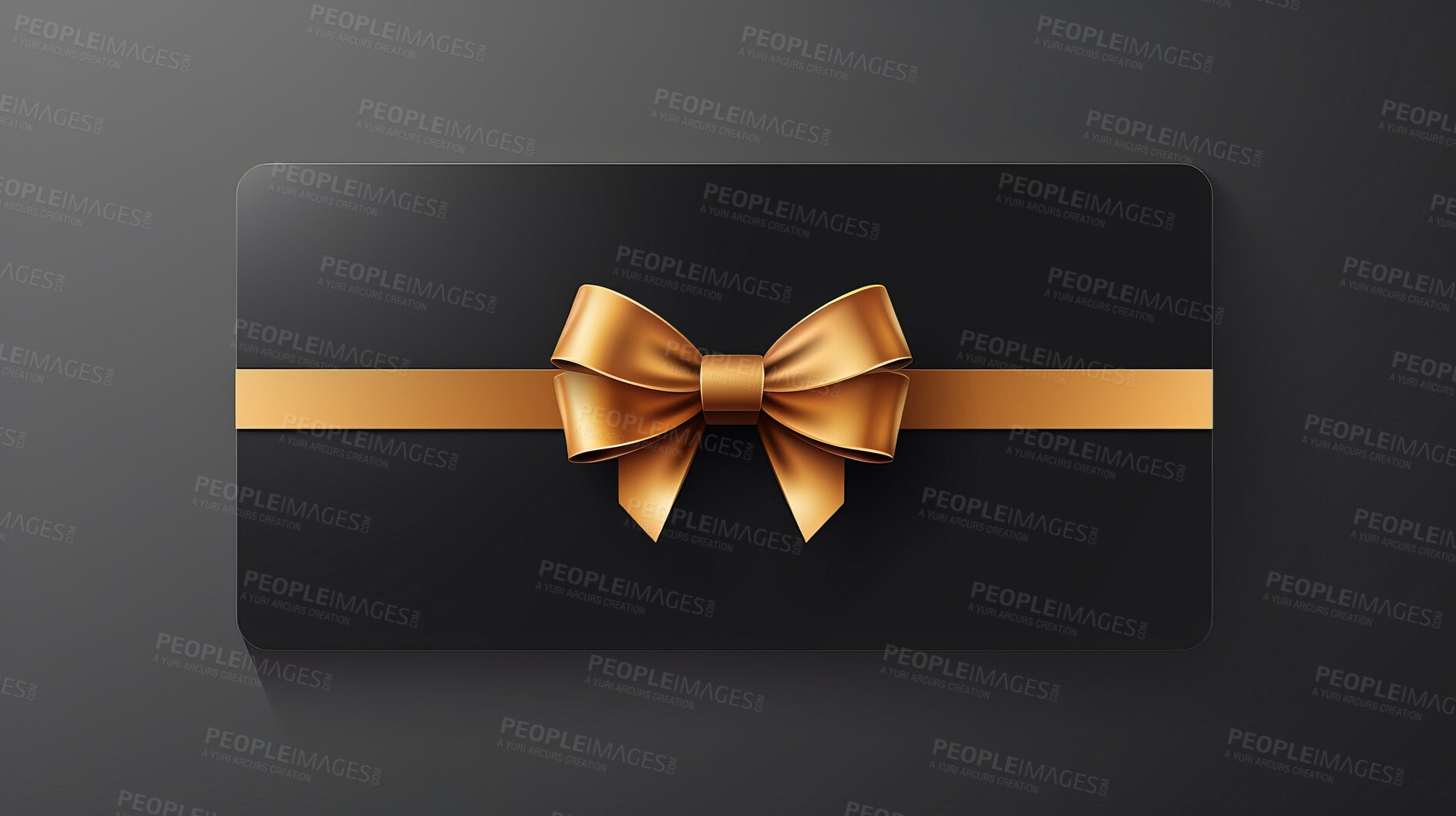 Buy stock photo Card, gift and present with bow on black background for purchase, online shopping or discount. Bow, ribbon, black coupon for discount, sale, special surprise voucher.