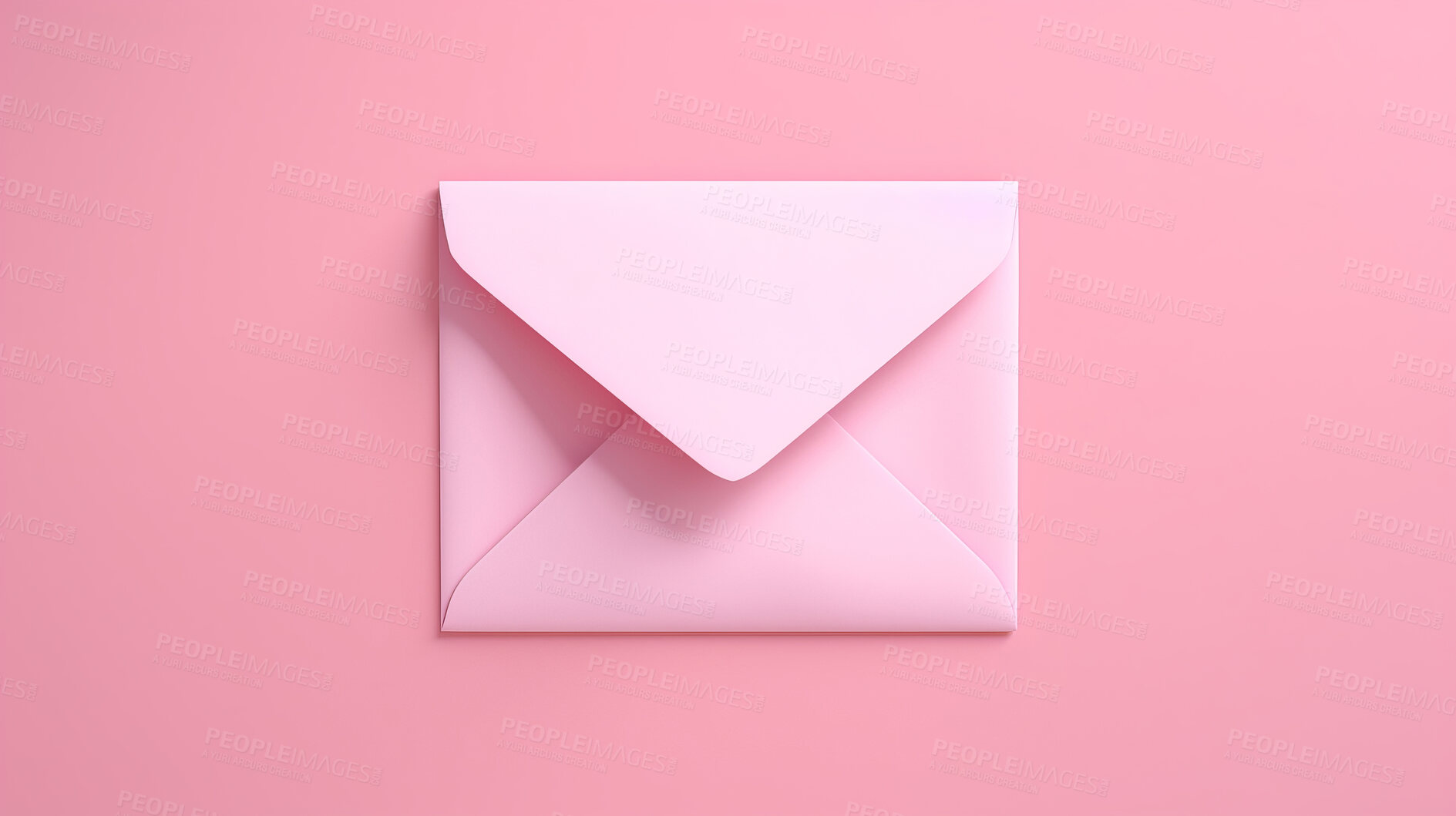 Buy stock photo Card, gift and letter envelope on pink background for message, mail, shopping or discount. Paper, card and note for romance present, prize, special surprise voucher.