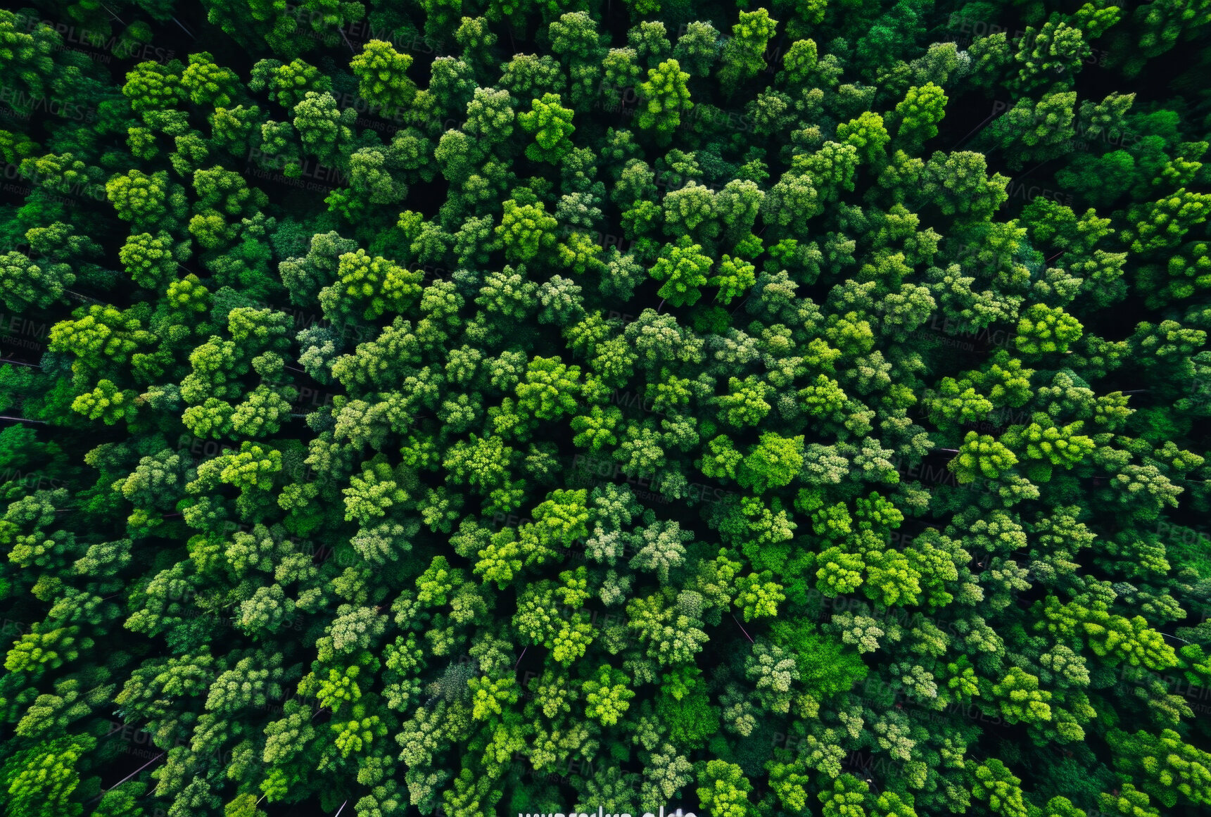 Buy stock photo Drone view, environment or sustainability mockup of forrest for background, wallpaper and design. Green beauty, lush and natural backdrop with copyspace for ecology, eco friendly or carbon footprint