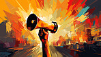 Megaphone, vibrant art and freedom of expression. Colorful, dynamic and energetic communication through art for liberty, creativity and social change. Inspiring visual message for a diverse audience.