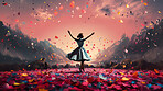 Happy woman, vibrant confetti and colorful joy. Joyful, lively and radiant lady in a spectrum of colors, symbolizing celebration, happiness and dynamic energy. A vibrant moment of pure delight.