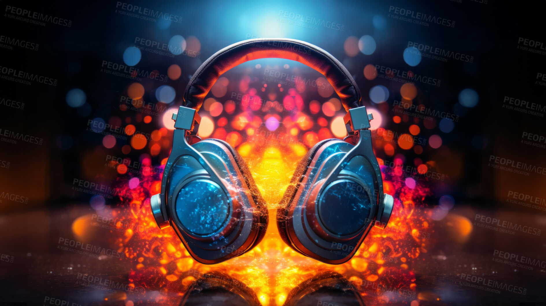 Buy stock photo Headphones, music and enticing sound experience. Sleek, comfortable and high-quality audio gear for an enjoyable, private listening journey. Elevate your music with style and comfort.