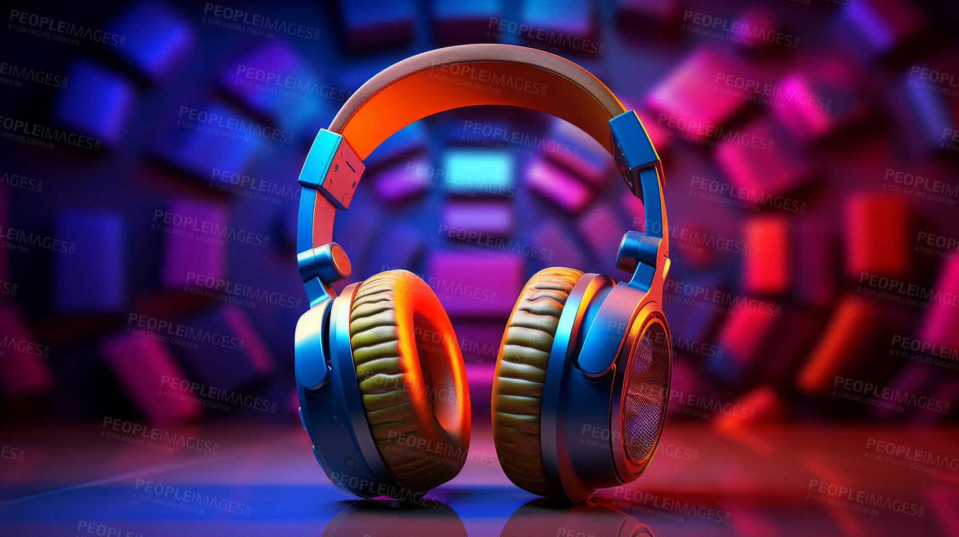 Buy stock photo Headphones, music and enticing sound experience. Sleek, comfortable and high-quality audio gear for an enjoyable, private listening journey. Elevate your music with style and comfort.