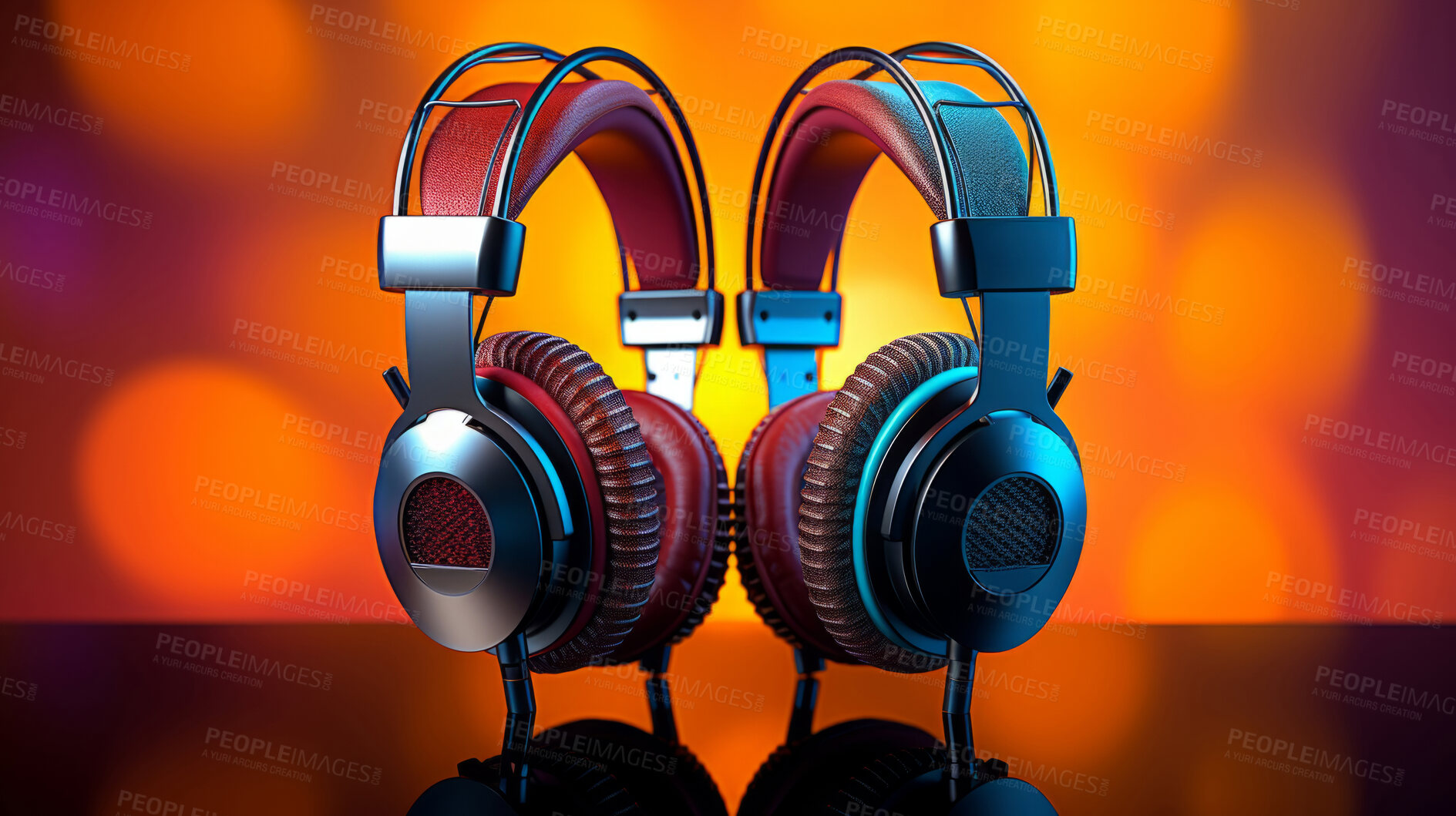 Buy stock photo Headphones, music and enticing sound experience. Sleek, comfortable and high-quality audio gear for an enjoyable, private listening journey. Elevate your music with style and comfort.