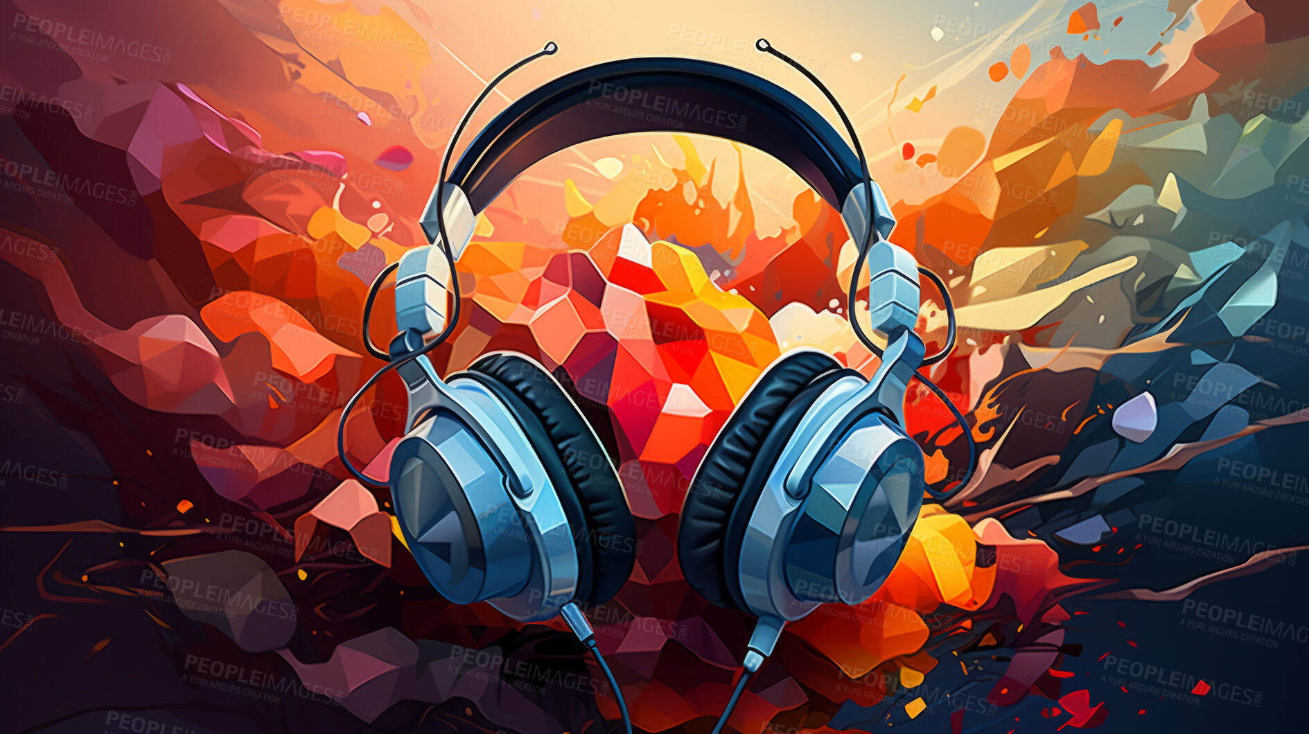 Buy stock photo Headphones, music and enticing sound experience. Sleek, comfortable and high-quality audio gear for an enjoyable, private listening journey. Elevate your music with style and comfort.