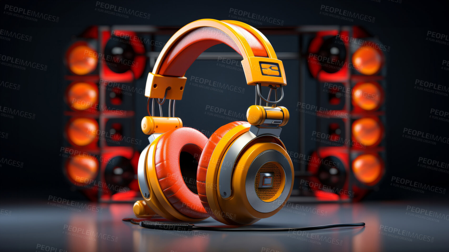 Buy stock photo Headphones, music and enticing sound experience. Sleek, comfortable and high-quality audio gear for an enjoyable, private listening journey. Elevate your music with style and comfort.