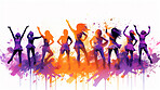 Dancer, illustration and vivid colors. Energetic, expressive and lively portrayal of a dancer, radiating vibrance and vitality through a spectrum of vivid colors. A mesmerising visual celebration.