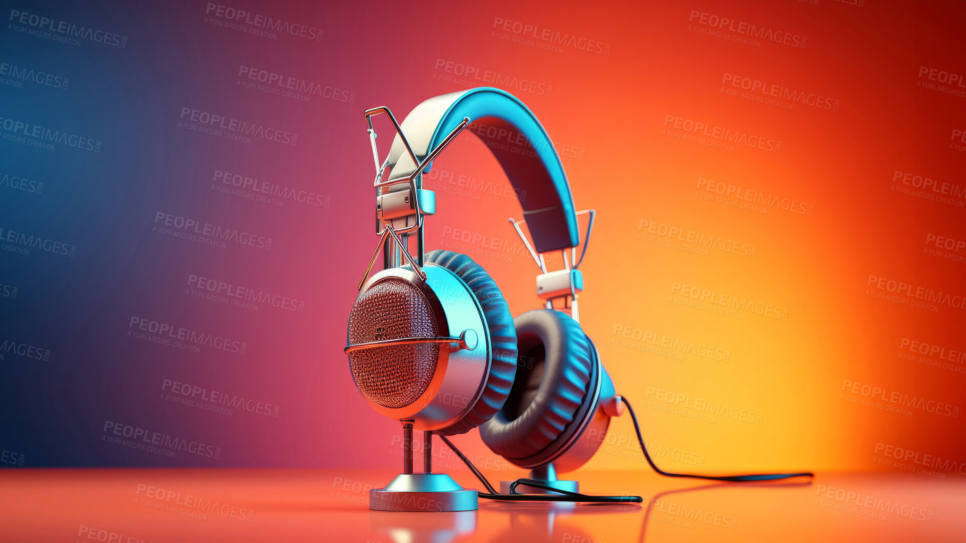Buy stock photo Headphones, music and enticing sound experience. Sleek, comfortable and high-quality audio gear for an enjoyable, private listening journey. Elevate your music with style and comfort.