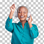 African woman, headphones and studio for dancing, music or liste