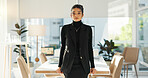 Crossed arms, happy and face of business woman in office for leadership, empowerment and success. Creative agency, startup and portrait of person smile in workplace for ambition, pride and confidence