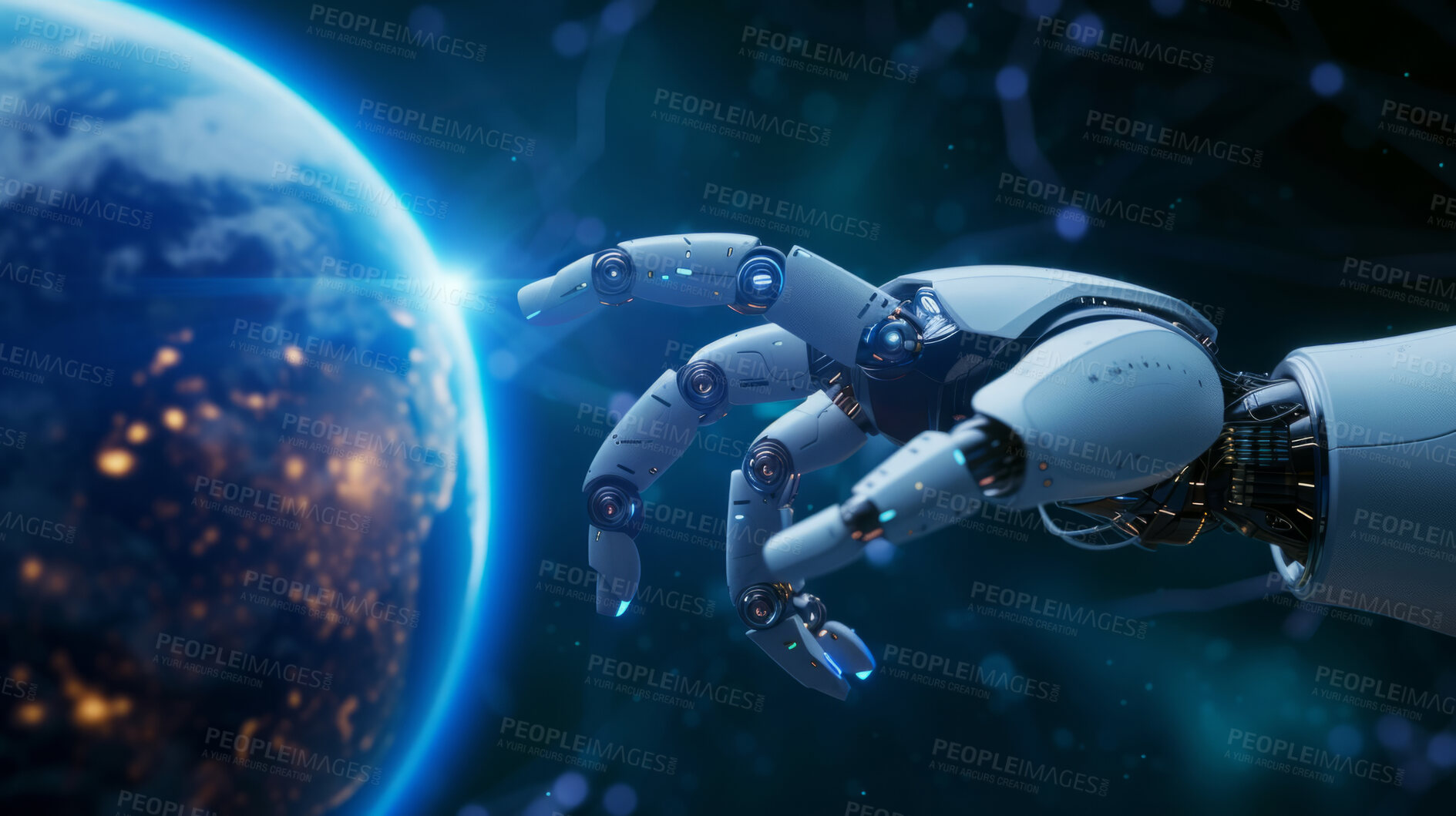 Buy stock photo AI robotics, global revolution and technological advancement. Transforming industries worldwide with AI-driven robotics, shaping the future of automation and digital progress. Explore the global frontier of technology.