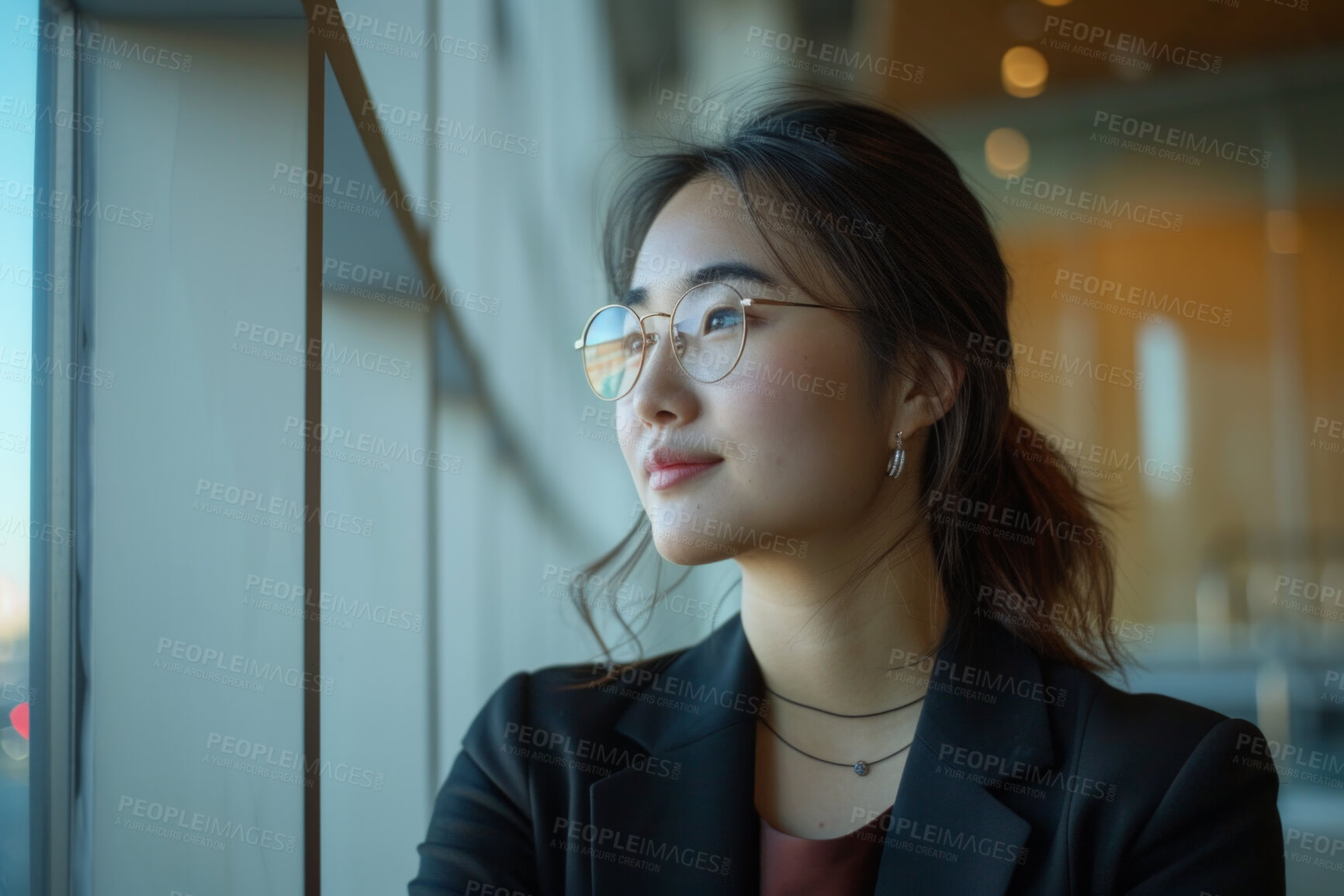 Buy stock photo Woman, Asian and business portrait in an office for management, entrepreneur and corporate planning. Confident, female executive standing alone for marketing, strategy and leadership in workplace