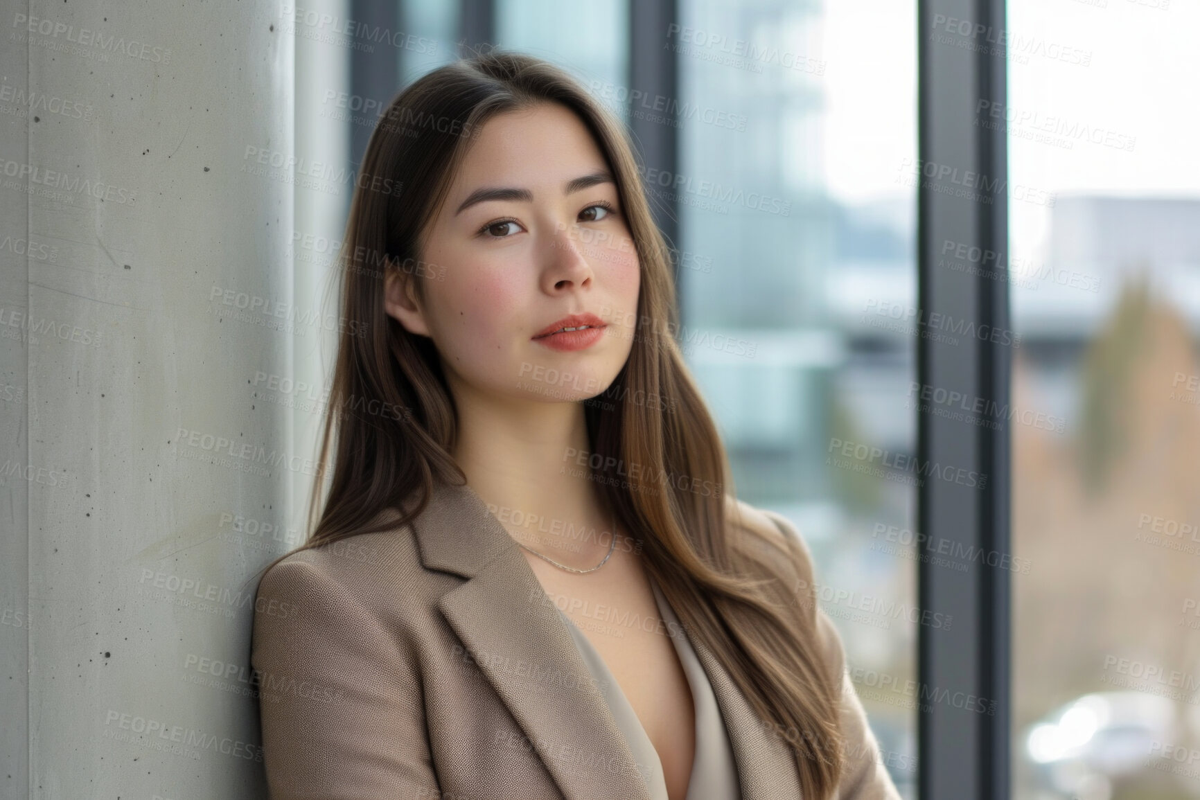 Buy stock photo Woman, employee and business portrait in an office for management, entrepreneur and corporate planning. Confident, female executive standing alone for marketing, strategy and leadership in workplace