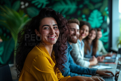 Buy stock photo Group, portrait and business people in an office for collaboration, teamwork and corporate meeting. Confident, empowerment and diverse staff sitting together for support and leadership in workplace