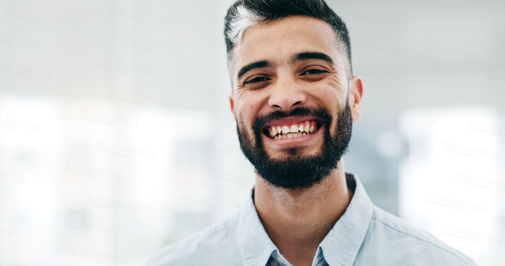 Buy stock photo Mature man, business professional and laughing face in a office with consultant manager confidence. Funny, comedy and happy male employee at a company with job at consultation agency with a smile