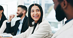 Business people, meeting and man with woman, fist bump and achievement with success, cooperation and teamwork. Staff, teamwork and group with gesture, collaboration and partnership with celebration