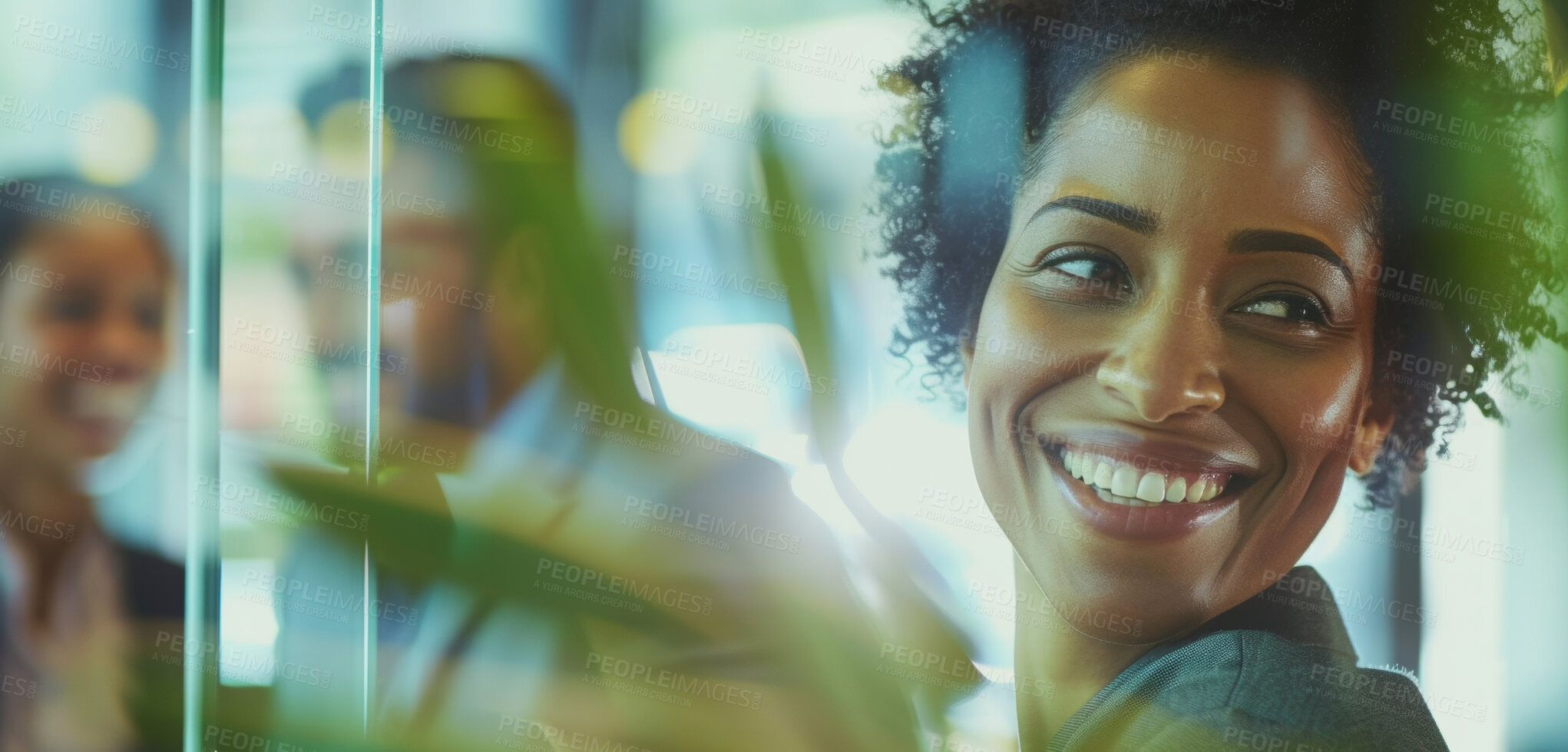 Buy stock photo Woman, boardroom and business portrait in an office for collaboration, teamwork and sustainability. Confident, empowerment and diverse staff sitting together for meeting and leadership in workplace