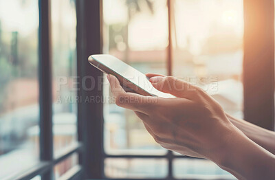 Smartphone, hand and person typing an email or message for social media marketing, business or networking. Closeup, digital and messaging with friends or colleagues for content creation and research